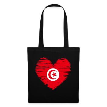 Tunisie coeur drapeau blason - Sac en tissu - noir - Devant