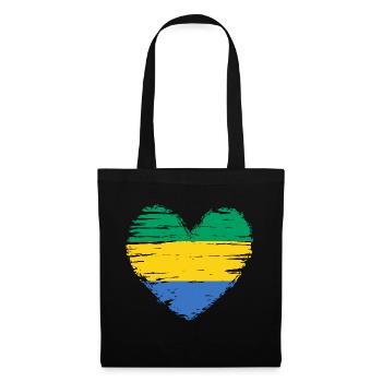 Gabon Heart Flag Flag Coat of Arms - Tote Bag - black - Front