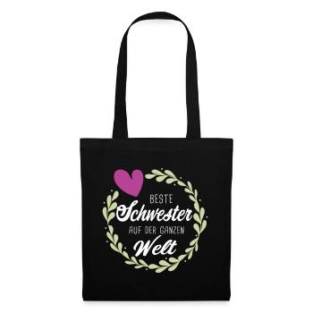Beste Schwester der Welt Schwestern Geschenk - Stoffbeutel - Schwarz - Vorne