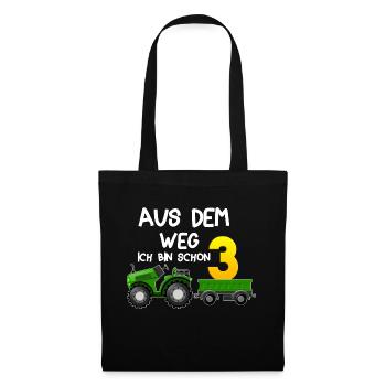 aus dem weg ich bin schon 3 Traktor Jungen 3 Jahre - Stoffbeutel - Schwarz - Vorne