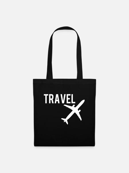 Travel Flugzeug Plane Reisen - Stoffbeutel - Schwarz