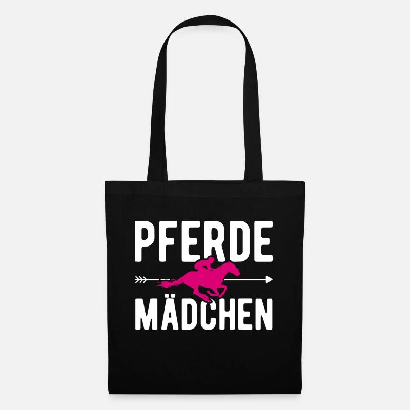 Pferdemädchen Pferde Reitsport Reiter Sprüche - Stoffbeutel - Schwarz
