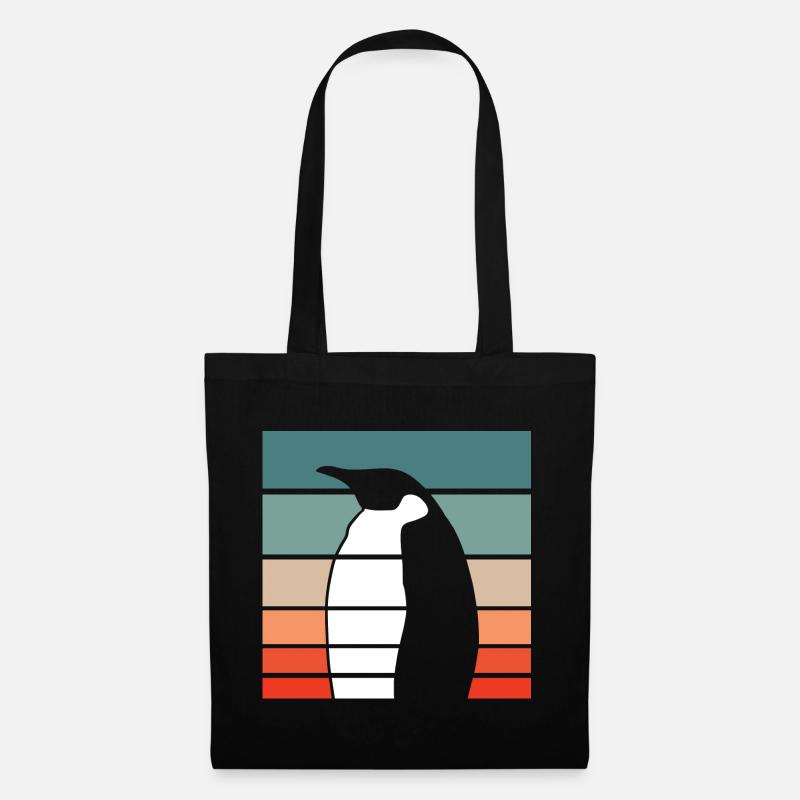 Pinguin Retro Style Vintage - Stoffbeutel - Schwarz