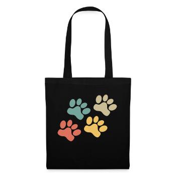 Dog Paw Retro Dog Lovers Retro - Tote Bag - black - Front