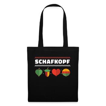 Schafkopfen Schafkopf Kartenspiel Spielkarten - Stoffbeutel - Schwarz - Vorne