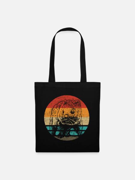 Wombat Retro Style Vintage - Stoffbeutel - Schwarz
