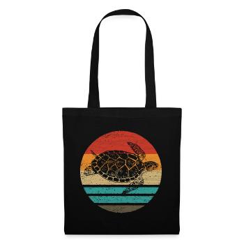 Tortue de mer vintage style rétro - Sac en tissu - noir - Devant