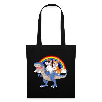corgi et licorne chevauchant le dinosaure - Sac en tissu - noir - Devant