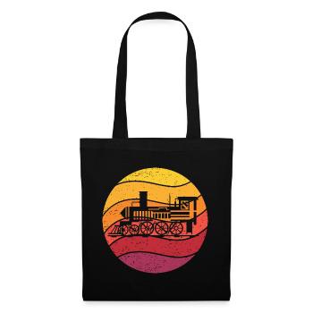 Lokomotive Retro Style Vintage - Stoffbeutel - Schwarz - Vorne
