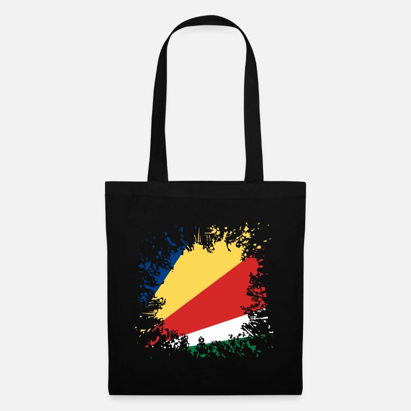 Seychellen Flagge Farbspritzer - Stoffbeutel - Schwarz