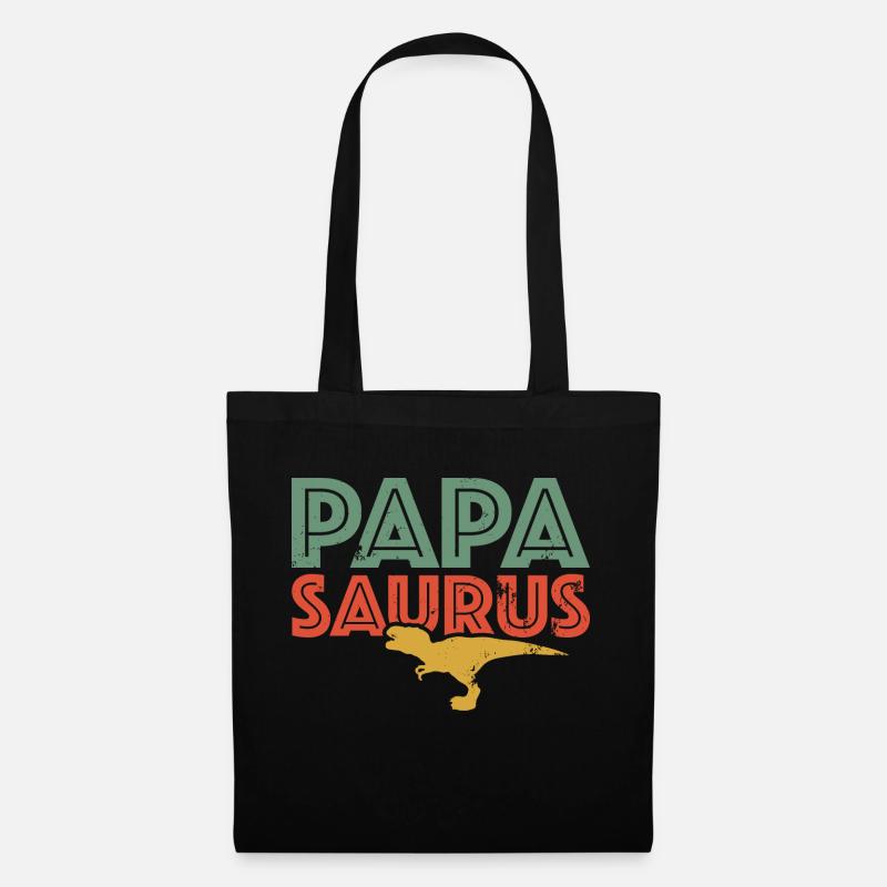 Papasaurus Dinosaurier Vatertag Papa Dino Vater - Stoffbeutel - Schwarz