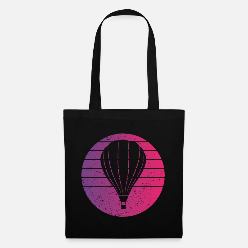 Heißluftballon Retro Style Vintage - Stoffbeutel - Schwarz