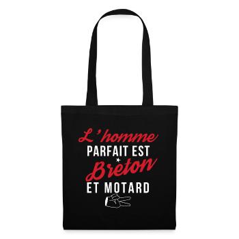 l homme parfait est breton et motard - Sac en tissu - noir - Devant