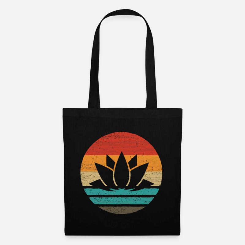 Lotus Retro Style Vintage - Stoffbeutel - Schwarz