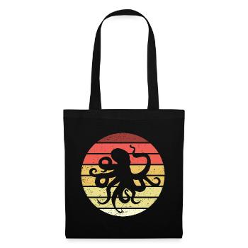 Oktopus Retro Style Vintage - Stoffbeutel - Schwarz - Vorne