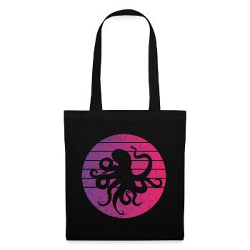 Oktopus Retro Style Vintage - Stoffbeutel - Schwarz - Vorne