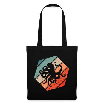 Oktopus Retro Style Vintage - Stoffbeutel - Schwarz - Vorne