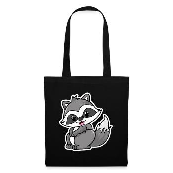 cute raccoon cartoon - Tote Bag - black - Front