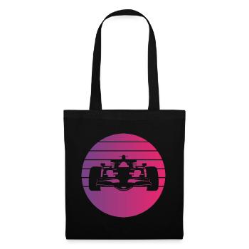Voiture de course Retro Style Vintage - Sac en tissu - noir - Devant
