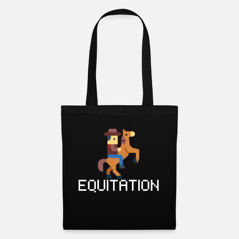 Reiten Pixel- idee Geschenk Reiter - Stoffbeutel - Schwarz