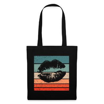 Lippen Retro Style Vintage - Stoffbeutel - Schwarz - Vorne