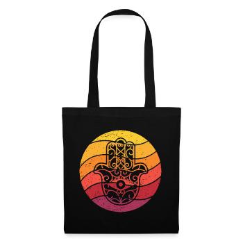 Hamsa Hand der Fatima Retro Style Vintage - Stoffbeutel - Schwarz - Vorne