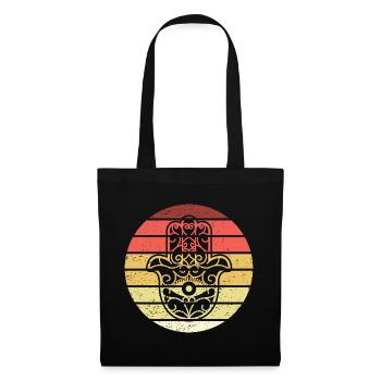 Hamsa Hand der Fatima Retro Style Vintage - Stoffbeutel - Schwarz - Vorne