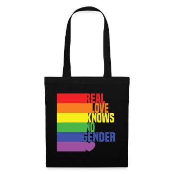 Real Love Knows No Gender LGBTQ Rainbow Heart - Tote Bag - black - Front