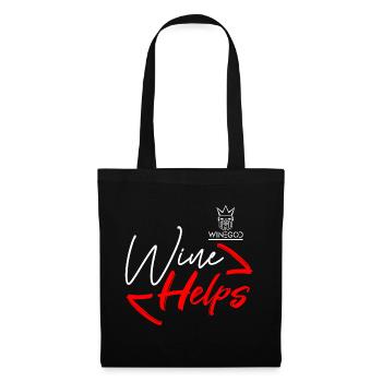 Winegod lustiger Spruch Wine Helps - Stoffbeutel - Schwarz - Vorne