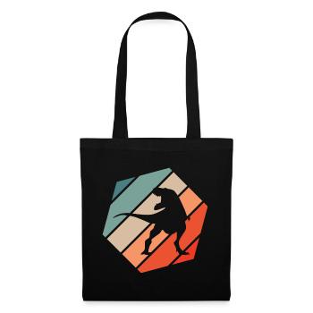 Dinosaure Rétro Style Vintage - Sac en tissu - noir - Devant