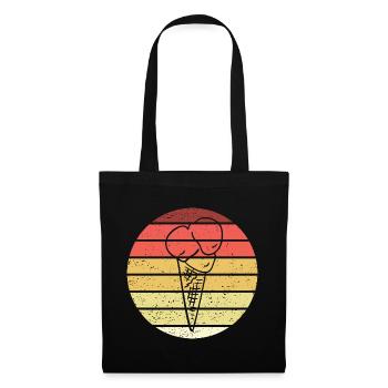 Eistüte Retro Style Vintage - Stoffbeutel - Schwarz - Vorne