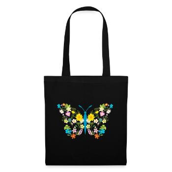 Wildflower Butterfly Blooming Floral Art - Tote Bag - black - Front