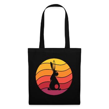 Lapin Rétro Style Vintage - Sac en tissu - noir - Devant