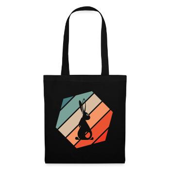 Lapin Rétro Style Vintage - Sac en tissu - noir - Devant