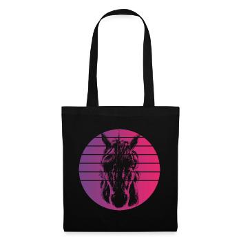 Licorne Rétro Style Vintage - Sac en tissu - noir - Devant