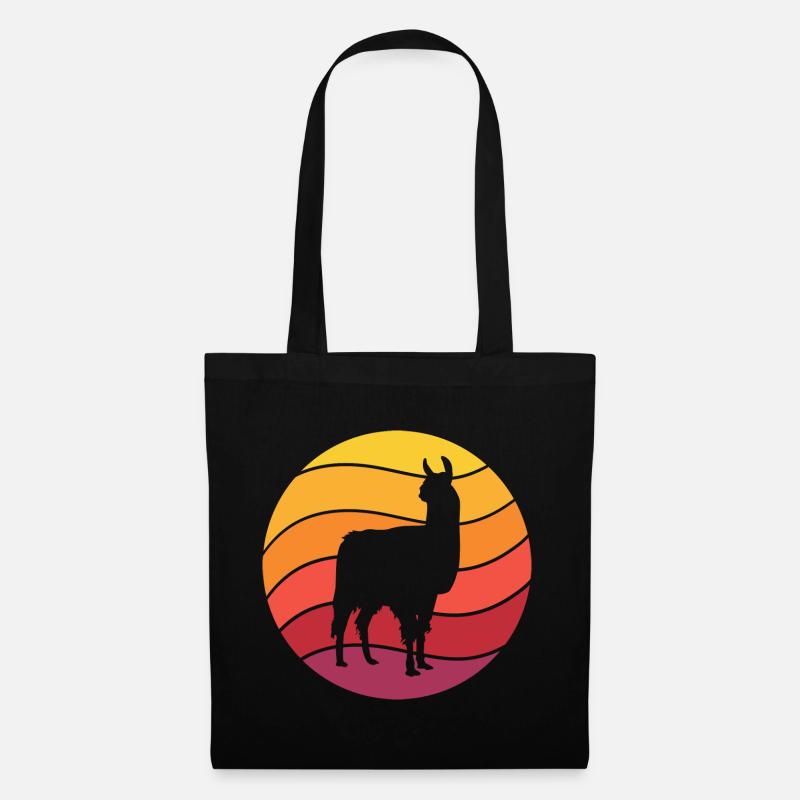 Lama Retro Style Vintage - Stoffbeutel - Schwarz