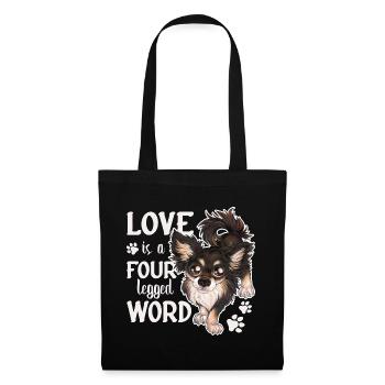 Chihuahua Liebe Vierbeiner Geschenk Hundehalter - Stoffbeutel - Schwarz - Vorne