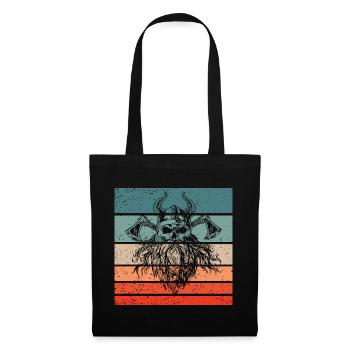 Viking Skull Retro Style Vintage - Sac en tissu - noir - Devant
