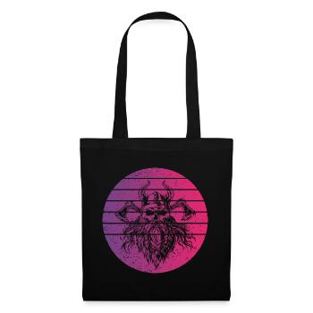 Viking Skull Retro Style Vintage - Sac en tissu - noir - Devant
