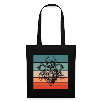 Viking Skull Retro Style Vintage - Sac en tissu - noir - Devant