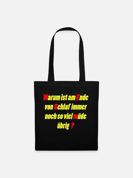 Müde - Stoffbeutel - Schwarz