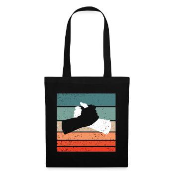 Poignée de main noir blanc Style rétro Vintage - Sac en tissu - noir - Devant