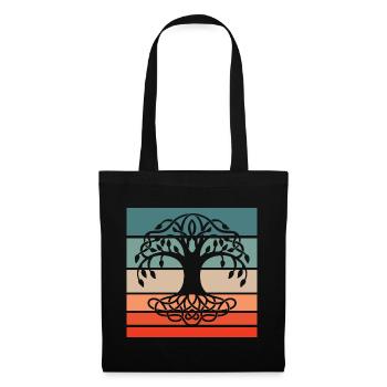 Tree Of Life Retro Style Vintage - Stoffbeutel - Schwarz - Vorne