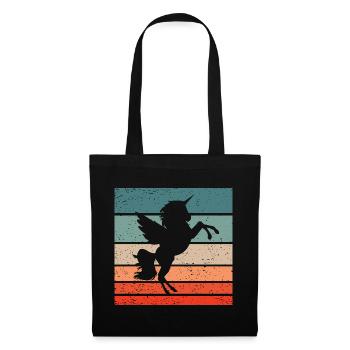 Einhorn Retro Style Vintage - Stoffbeutel - Schwarz - Vorne
