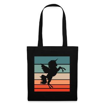 Einhorn Retro Style Vintage - Stoffbeutel - Schwarz - Vorne