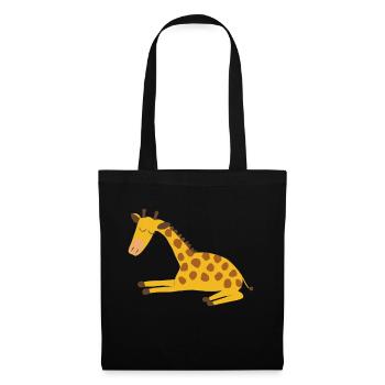 Sleeping Giraffe Illustration Funny Gift - Tote Bag - black - Front
