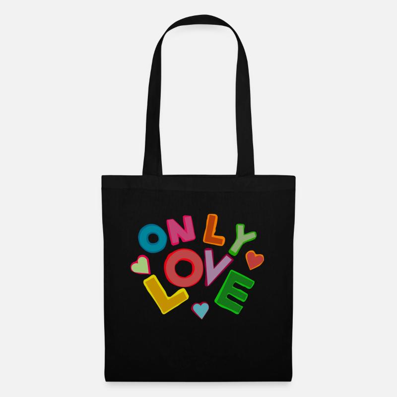 Only Love bunt - Stoffbeutel - Schwarz