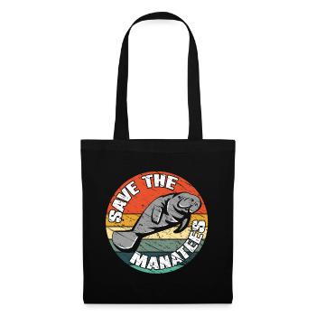 Save the manatees. Vintage Manatee Design - Tote Bag - black - Front