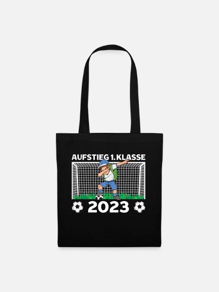 Schulkind 2023 Fußball Aufstieg Klasse Einschulung - Stoffbeutel - Schwarz