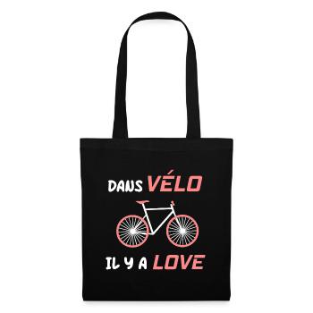 Dans VÉLO il y a LOVE, cyclisme vélo - Sac en tissu - noir - Devant